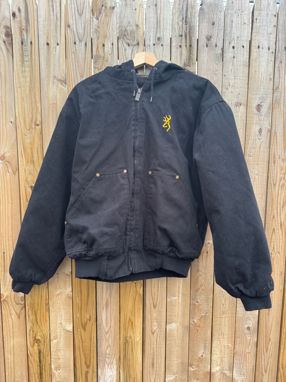 Browning Black Hooded Jacket with Yellow Logo